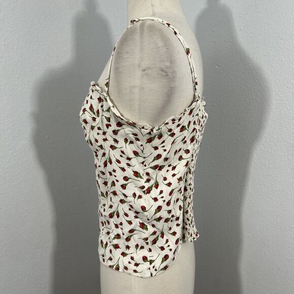 Reformation Crop Top Womens 10 Floral Cinched Babydoll 90s Y2k - Picture 2 of 9